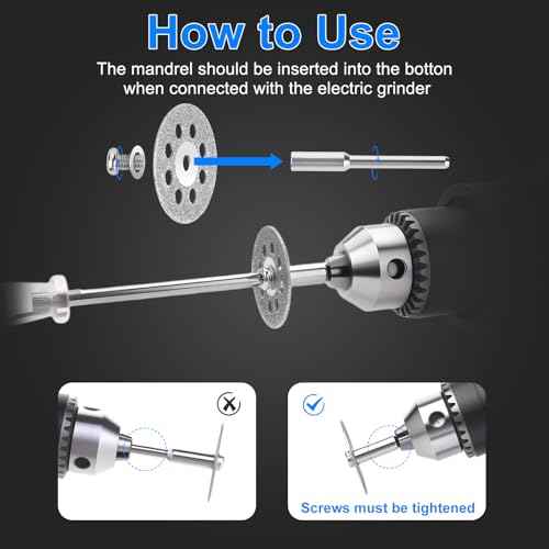 20 PCS Professional 545 Diamond Cutting Discs£¬Cut Off Wheel Kit for Dremel Rotary Tools | 22mm Blades + 4 Mandrels & Screwdriver