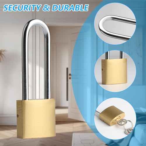 4 Pcs Padlock with Keys, 3.4 Inch Long Keyed Padlocks, Shackle Pad Lock with Keys, Lock and Key Set for Outdoor Fence Storage Unit Toolbox Shed Gym Locker Padlocks with Key