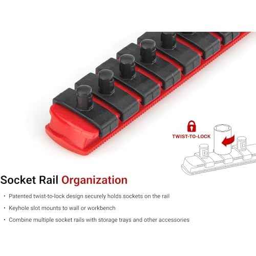 TEKTON 1/2 Inch Drive 3-Rail Socket Organizer Set, Red (45-Tool) | OST27145 | Made in USA