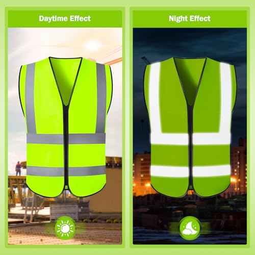 Security Vest,Hi Vis Reflective Safety Vest for Men Women Work,Mesh High Visibility Class 2 Construction Vest with Zipper