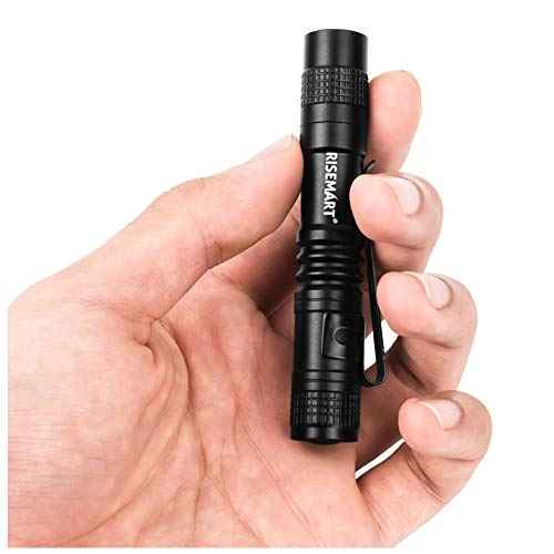 RISEMART Super Small Mini Flashlight AAA 100 Lumens Ultra Bright LED Pen Light Pocket Clip Tactical Torch Lamp(3.5")