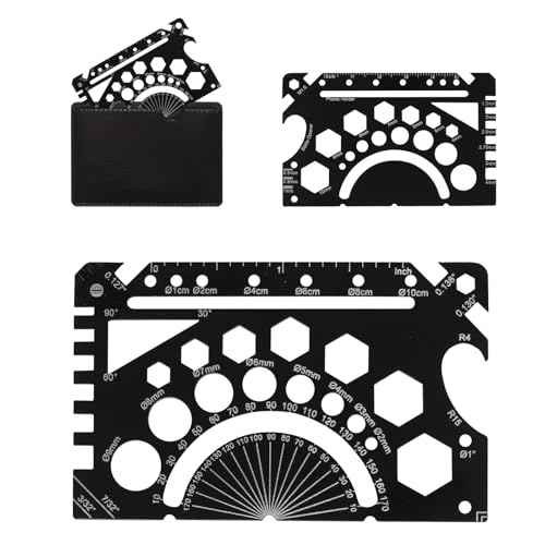 49 in 1 Wallet Engineering Ruler Scale, Credit Card Knife Wallet Tool, Small Metal Ruler Protractor, Everyday Utility Multi Tool (Bottle Opener, Can Opener, Screwdrivers, Phone Stand & More), 1 Pcs