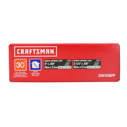 Craftsman 30-Degree Framing Nails 3-1/4 in & 3 in Paper Collated Pack, 500 pcs