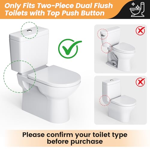 3-Inch Dual Flush Valve Replacement Kit for 2-Piece Toilets - Universal Fit, Push Button, Gasket & Bolts, Compatible with Glacier Bay, Toto, American Standard