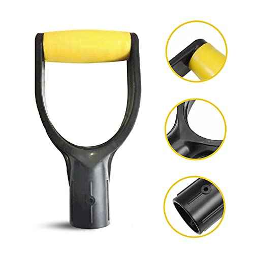 D Grip Plastic Spade Handle, 32mm Inner Diameter Snow Shovel Handle, Snow Scoop Digging Raking Tool, Garden Accessory (Yellow)