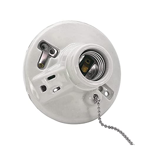 Z Zero 612431 Porcelain Pull Chain Light Fixture with Outlet - 1-Pack