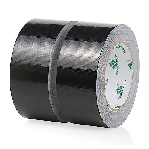 BOMEI PACK Heavy Duty Waterproof Black Duct Tape 2 In x 30 Yards, Strong & Flexible