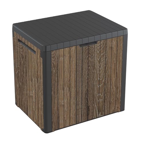 Keter Everwood Walnut 30 Gallon Outdoor Storage Box & Side Table