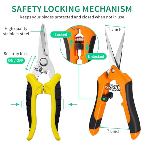 Drametic+ Multicolor Stainless Steel Gardening Pruning Shears 3 Pack