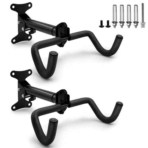 2 Pack Bike Wall Mount, Adjustable Bike Hanger, Garage Bike Rack, Horizontal Bike Hook, Bicycle Holder, Heavy Duty Bike Rack Hook Holder for Road Bikes, Mountain Bikes, Hybrid Bikes