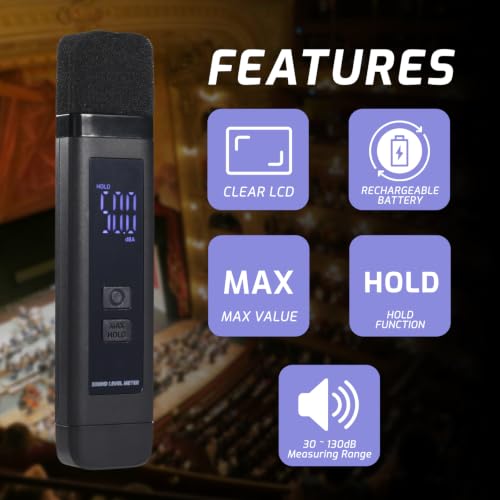 DANOPLUS Portable Decibel Meter 30-130dB Digital Sound Level with USB Rechargeable