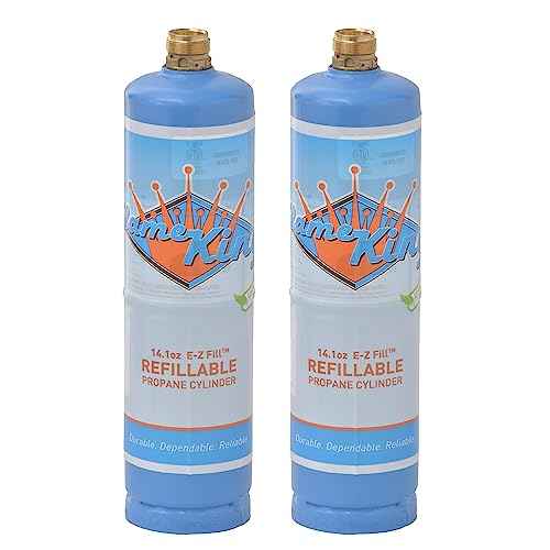 Flame King 1LB Empty Propane Welding Cylinder Tank, Reusable & Transportable - Safe and Legal Refill Option, 14.1 oz, Blue (2-Pk)