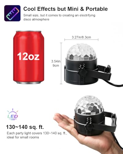 Luditek Sound Activated Party Lights with Remote - Disco Ball, Strobe & DJ Lighting for Home & Events