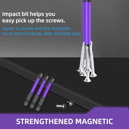 Electrician Impact Screwdriver Bit Set, 1/4¡± Hex-Shank S2 Steel FPH1 & FPH2 Screwdriver Bit Set for Electricians, 6PCS Phillips Cross Slot Head Screw Driver Drill Bits with Magnetism