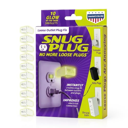 Glow in the Dark Outlet Plug Fix Set - 10 Pack Snug Plug Outlet Tighteners