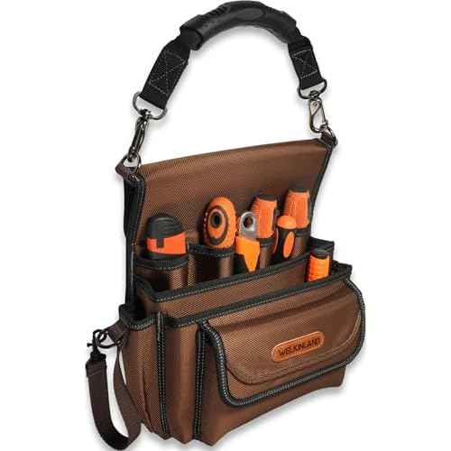 WELKINLAND 10-Pockets Electrician Pouch, Electrical Tool Belts, Heavy Duty Electrician Tool Belt, Electrician Tool Pouch, Electrical Belt Tool Pouch, Electrician Pouches Men, Electrical Pouch