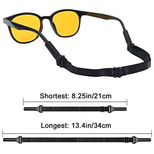 Glasses Strap Sports, No-Tail Adjustable Sunglasses Strap for Kids Men Women, Eye glasses holders around neck£¬Eyewear lanyard£¬Black / 3PCS