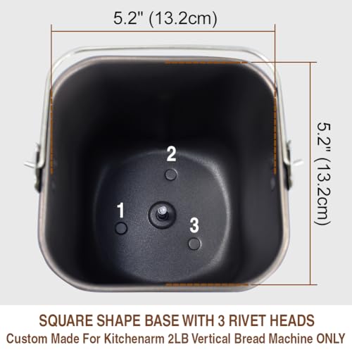 KitchenArm 2LB Vertical Bread Pan with Kneading Paddle, Teflon Nonstick, Silver Inside Black Outside (KA8520/KA8510) – Replacement Part