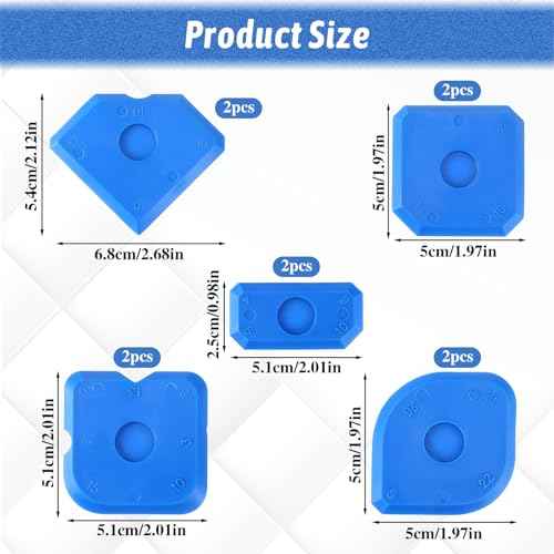 10 PCS Silicone Caulking Tool Set, Sealant Finishing Tool, Caulk Remover Tool, Portable Sealant Scraper, Reuse Grout Scraper for Kitchen Bathroom Floor Window Sealant Sealing Sink (Blue)