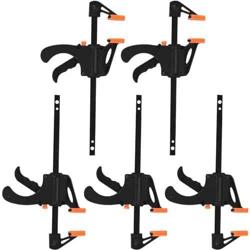 4 Inch Bar Clamps for Woodworking, 5 Pcs Trigger Quick Grip Clamps, One Handed Ratchet Wood Working Clamp, Mini Small Bar Woodworking Clamps for Wood Gluing Crafts (4Inch)