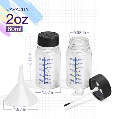 6 Pack Glue Bottles with Brushes, 2oz(60ml) Transparent Empty Paint Bottles Bulk Touch Up Paint Container with Brush Applicator for Home Classroom Art Supplies Crafts Projects