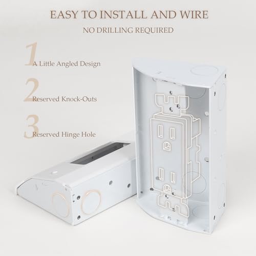 Suplife 1-Pack Low Profile Under Cabinet Outlet Box - Slim Stainless Steel Power Outlet with Easy Installation