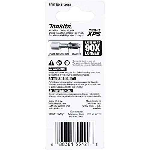 Makita E-00561 Impact XPS¢â #3 Phillips 1" Insert Bit, 5/pk