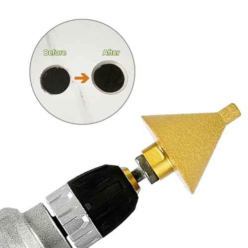Diamond Beveling Chamfer Bit, Diamond Cone Tile Bit 2'' (50mm) Countersink Drill Bit for Hole Enlarging Trimming in Tile Granite Marble Ceramic Wood Chamfer Bits for Drill M10 Thread