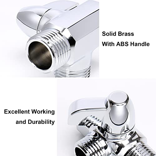 NearMoon Solid Brass 3-Way Shower Arm Diverter Valve Chrome Fixed Nut