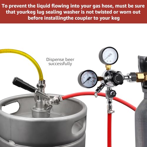D-System Keg Coupler with Brass Body, Stainless Probe, 55 PSI Valve for Commercial/Home Draft Beer