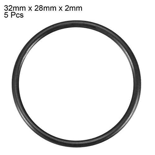 uxcell Nitrile Rubber O-Rings 32mm OD 28mm ID 2mm Width, Metric Nitrile Rubber Sealing Gasket, Pack of 5