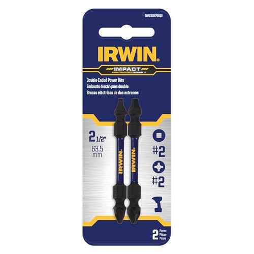 IRWIN Impact Screwdriving Bit, Square 2 Phillips 2 Double End, 2-1/2 Inch, SQ2/PH2, 2 Pack (IWAF32DEP2SQ2)