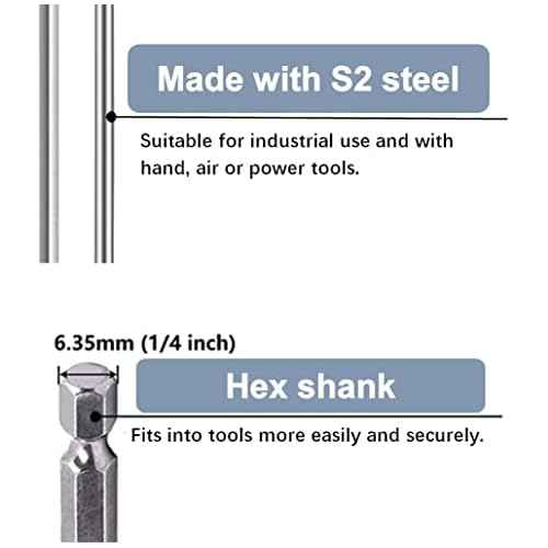 aiyun 12 Piece Slotted Phillips Head Drill Bits, 1/4 Hex Shank Magnetic Screw Driver Bit Set S2 Steel 2 Inch Long Screwdriver Sets (2 Inch)