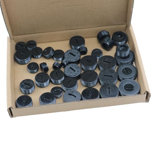 Carbon Brush Cover 48PCS 12 Sizes Black Plastic Carbon Brush Holder Caps Motor Brush Cover for Electric Hammer Grinding Machine Electric Saw Electric Mill etc