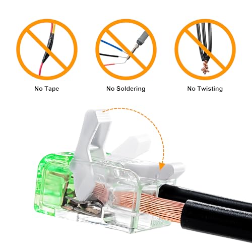 BELEKS 2 Port Electrical Lever Nuts Pack of 10 - Transparent Wire Connectors AWG 12-24