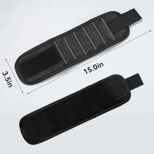 Magnetic Wristband for Tools, Father, Colleague, Built-in 15 Magnets, Adjustable Size, Suitable for Fixing with Screws, Nails and Wrenches (2)