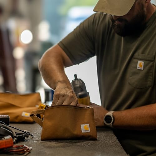 Carhartt Multi-Size Utility Pouch Set with Transparent Mesh Back - Brown, Black, Gravel