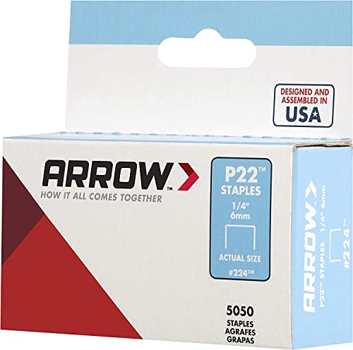 Arrow 224 Heavy Duty P22 Staples 1/4 Inch Leg x 7/16 Inch Crown for Plier Staplers, 5050-Pack