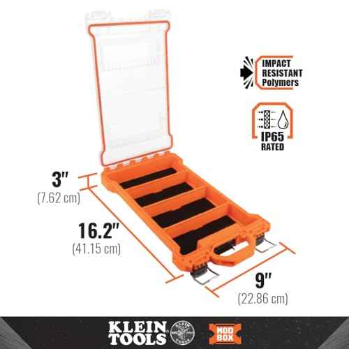 Klein Tools 54812MB MODbox Compact Storage Box, Parts Organizer, Toolbox Connects to MODbox Modular System, Backpack, Tote and Tool Bag