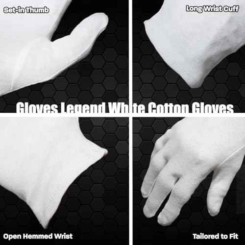 100% Cotton White Gloves For Work Safety Jewelry Coin Silver Inspection For Men and Women