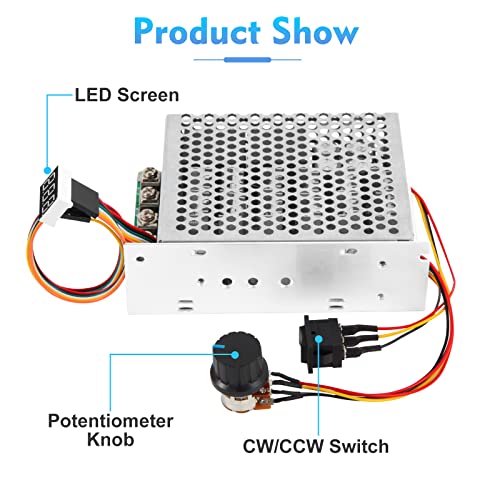 HARMNEE 60A PWM DC Motor Speed Controller 10V-55V with LED Display & Forward-Reverse Switch