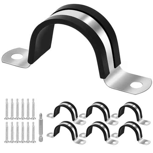 1-1/4 Inch pipe clamps,Pipe fixing clamp,304 Stainless Steel & Rubber Lining Pipe Strap Clamp £¨6pcs 32mm)