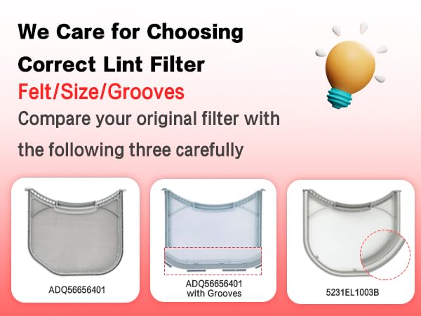 ADQ56656401 LG/Kenmore Dryer Lint Filter Replacement with Stainless Steel Screen