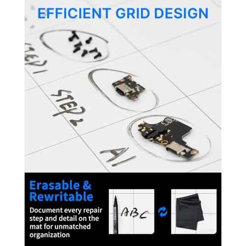 Large Size Magnetic Project Mat SHOWPIN Small Parts Work Mat with A Board Marker - Preventing The Small Screws from Getting Lost and Unorganized (9.8x11.8 inches)