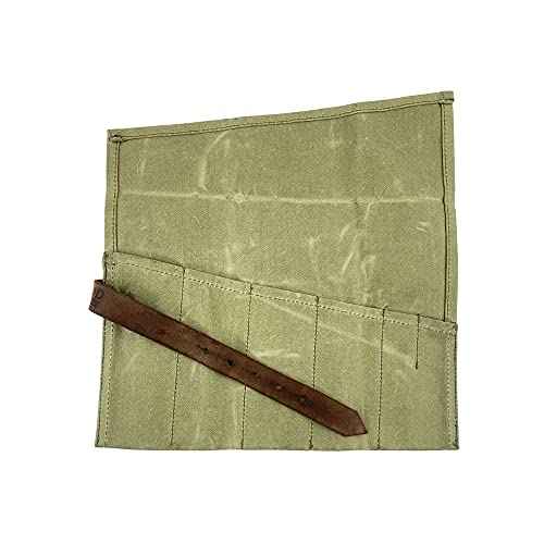 Hide & Drink, Large Tool Roll Up Bag (6 slots), Portable Carry On Pouch Workshop Storage Woodworking Tools Organizer, Vintage, Handmade (Waxed Canvas)
