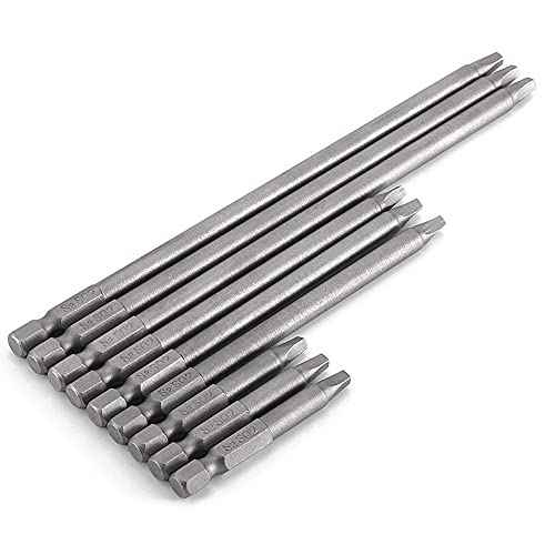 Set of 9 Pieces Magnetic SQ2 Square Head Screwdriver Bits 1/4 Inch Hex Shank Square Drive Bit Security Electric Screw Driver Drill Bit for Electric Hand Screwdrivers, 50/100/150mm Length