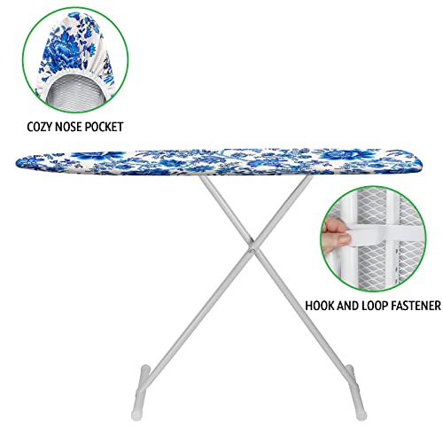 Memeaty Celadon 15x54 inch Ironing Board Cover and Pad, Elastic Edge with Thicker Padding