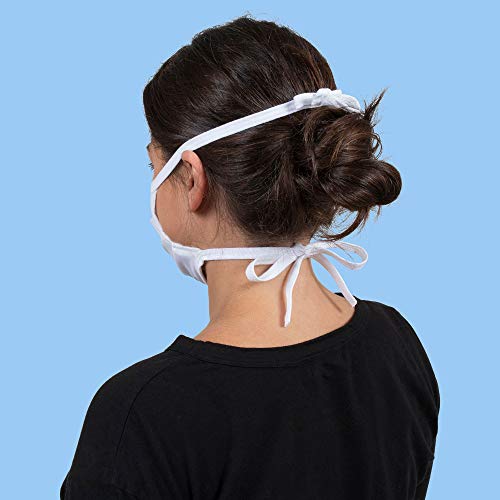 Gildan Unisex-Adult Reusable 3-Layer Tie On Cotton Face Mask (48 Pack)