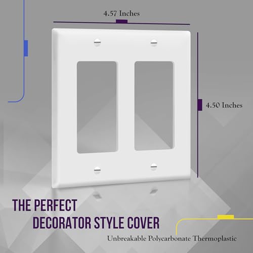 ENERLITES 2-Gang White Decorator Light Switch Outlet Wall Plate Cover - Standard Size