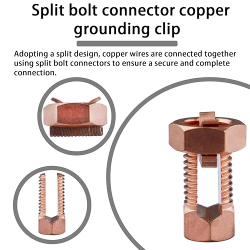 Copper Split Bolt Connectors 6 Pack - Ground Wire Clamps for 6-8 AWG Copper Wires